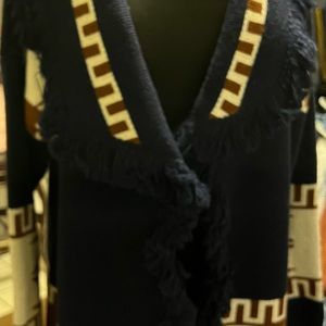 Cocogio Made in Italy Aztec Tribal Women’s M Long Open Front Cardigan Sweater